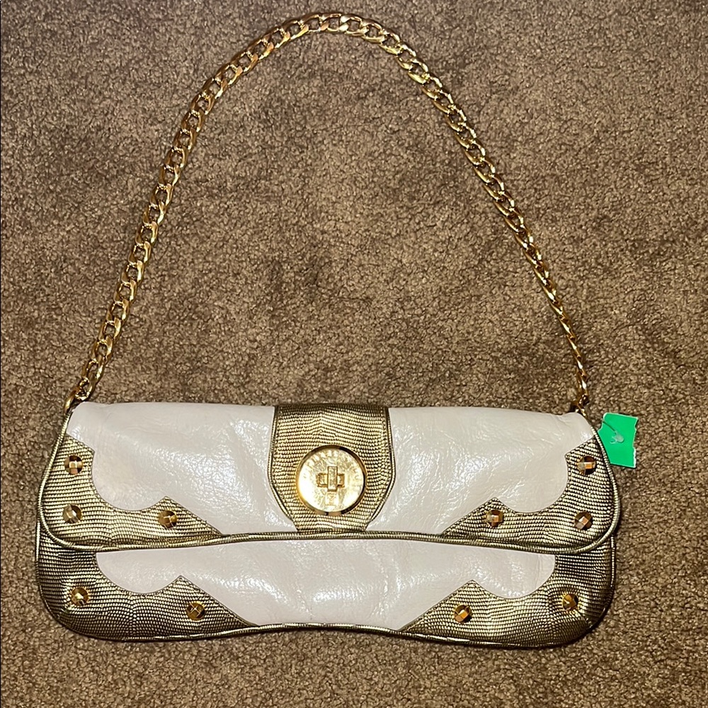 Vintage Michael Kors Gold and Cream Women's Bag